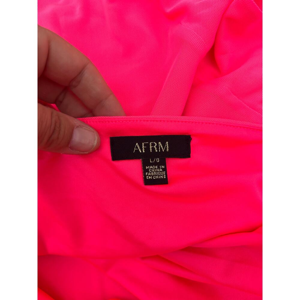 AFRM Airess Hot Pink Ruffle Backless Maxi Y2K Neon Maxi Large Long Vacation - Picture 3 of 10